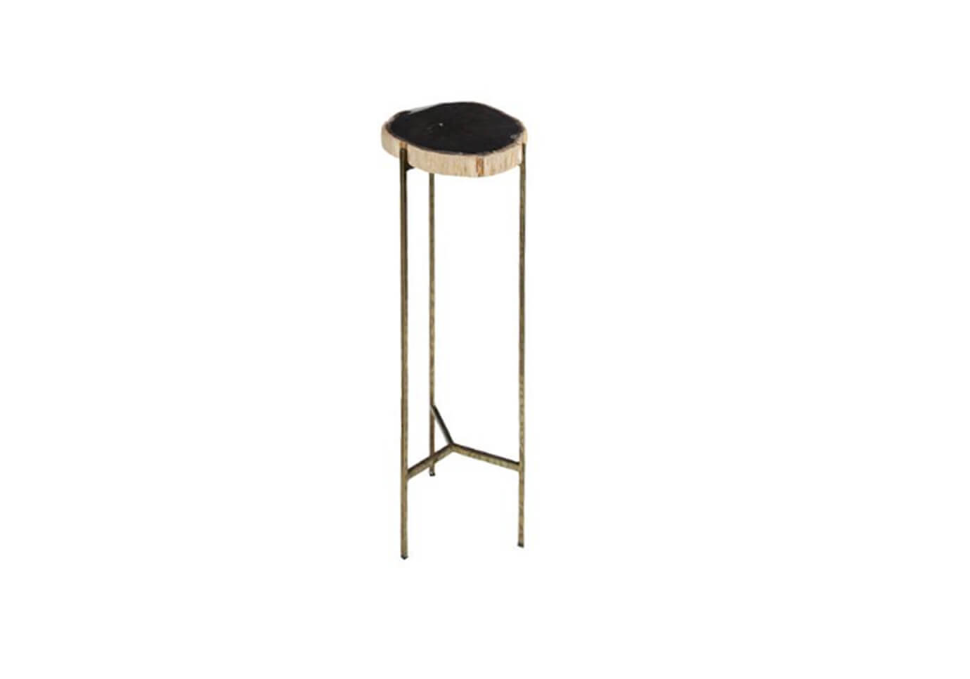 Mesa Ocasional de Madera Petrificada Patas Doradas