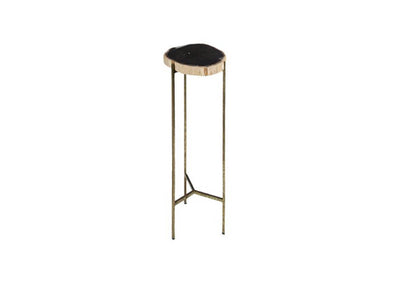 Mesa Ocasional de Madera Petrificada Patas Doradas