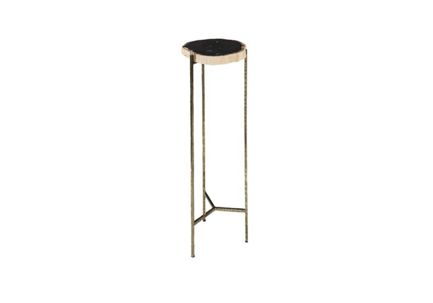 Mesa Ocasional de Madera Petrificada Patas Doradas