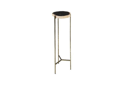 Mesa Ocasional de Madera Petrificada Patas Doradas