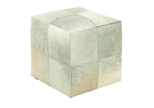 Taburete de Piel Cuadros Beige