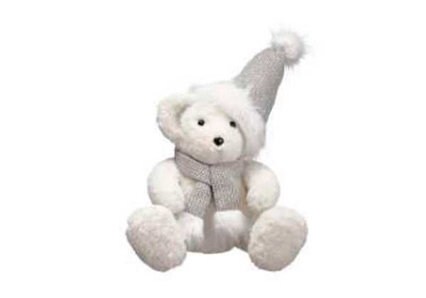 Oso Decorativo Blanco con Bufanda Gris