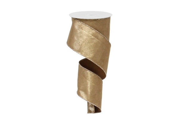 Listón Suede Dorado Metálico 6 cm