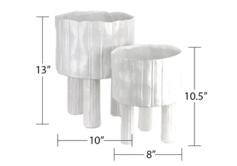 Maceta Cerámica 3 Patas Ondas Blanco