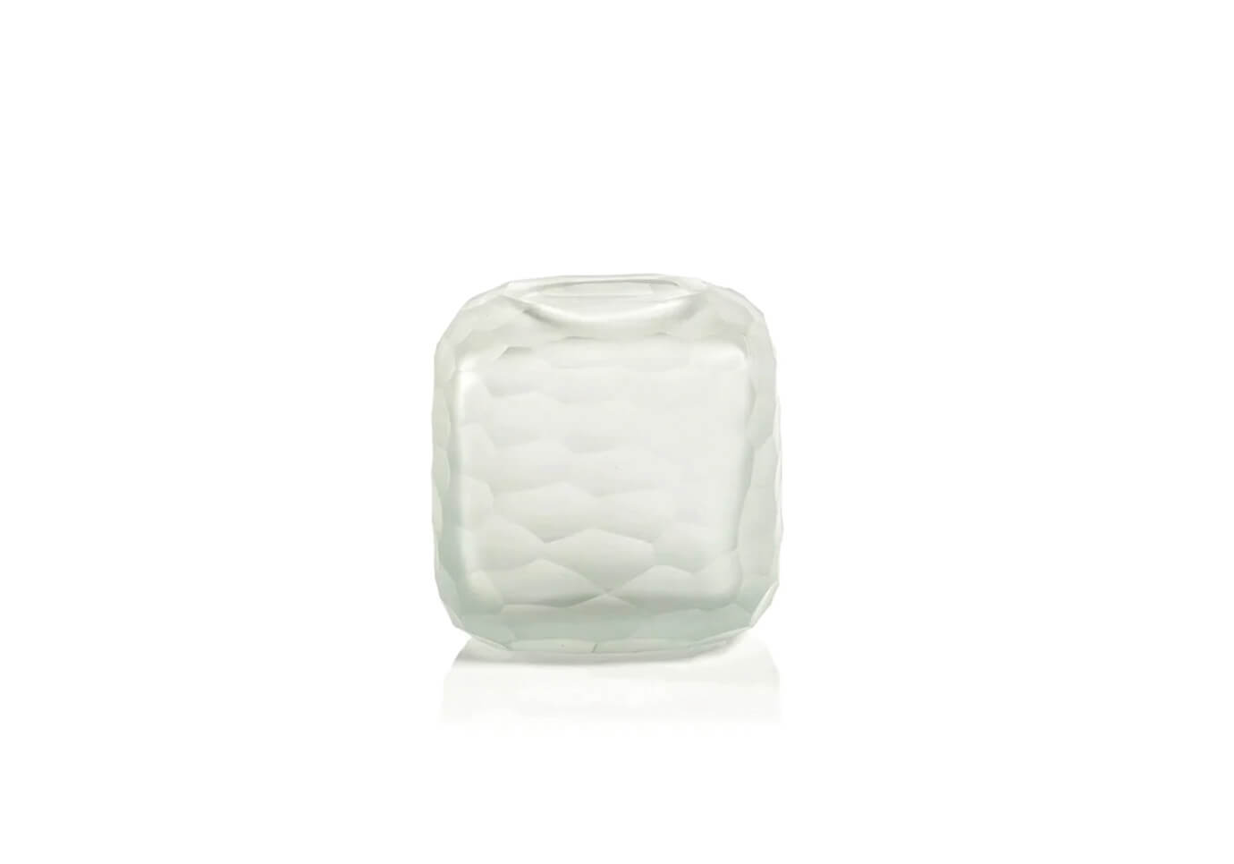 Florero Vidrio Opaco Rectangular Huellas