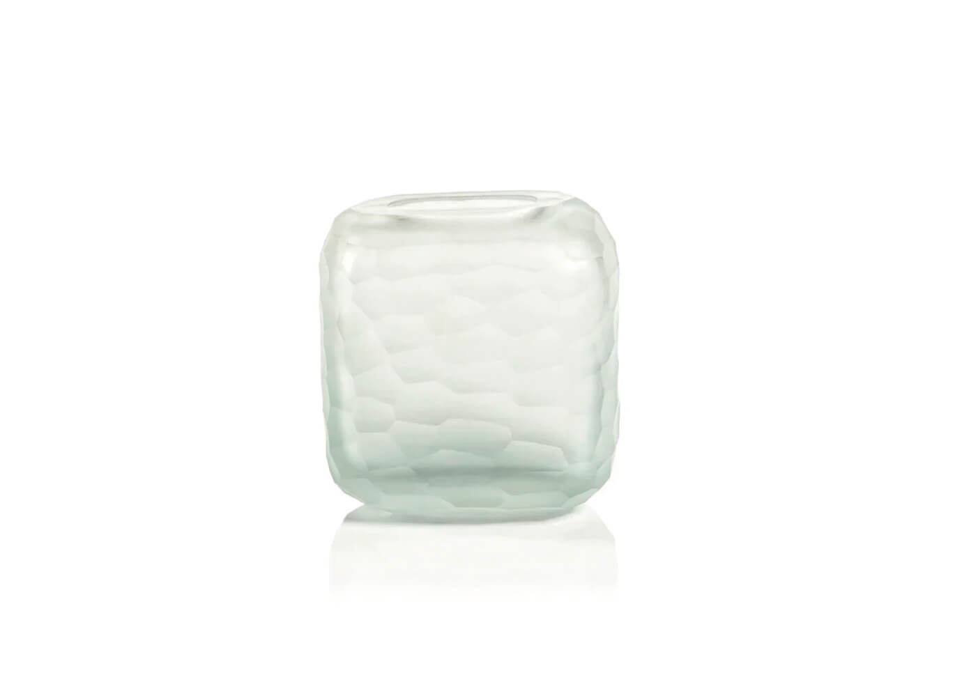 Florero Vidrio Opaco Rectangular Huellas