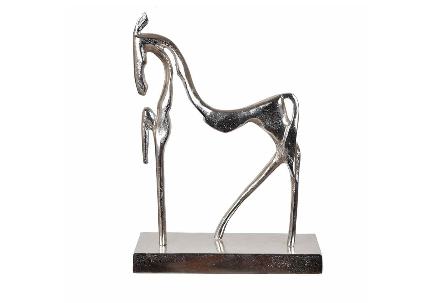 Escultura Silueta Caballo Plateado