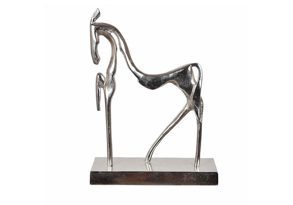 Escultura Silueta Caballo Plateado