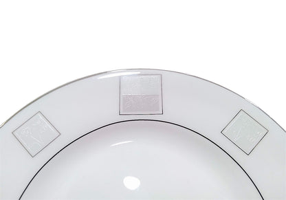Vajilla Bone China Blanca con Diseño de Cuadros - Simone