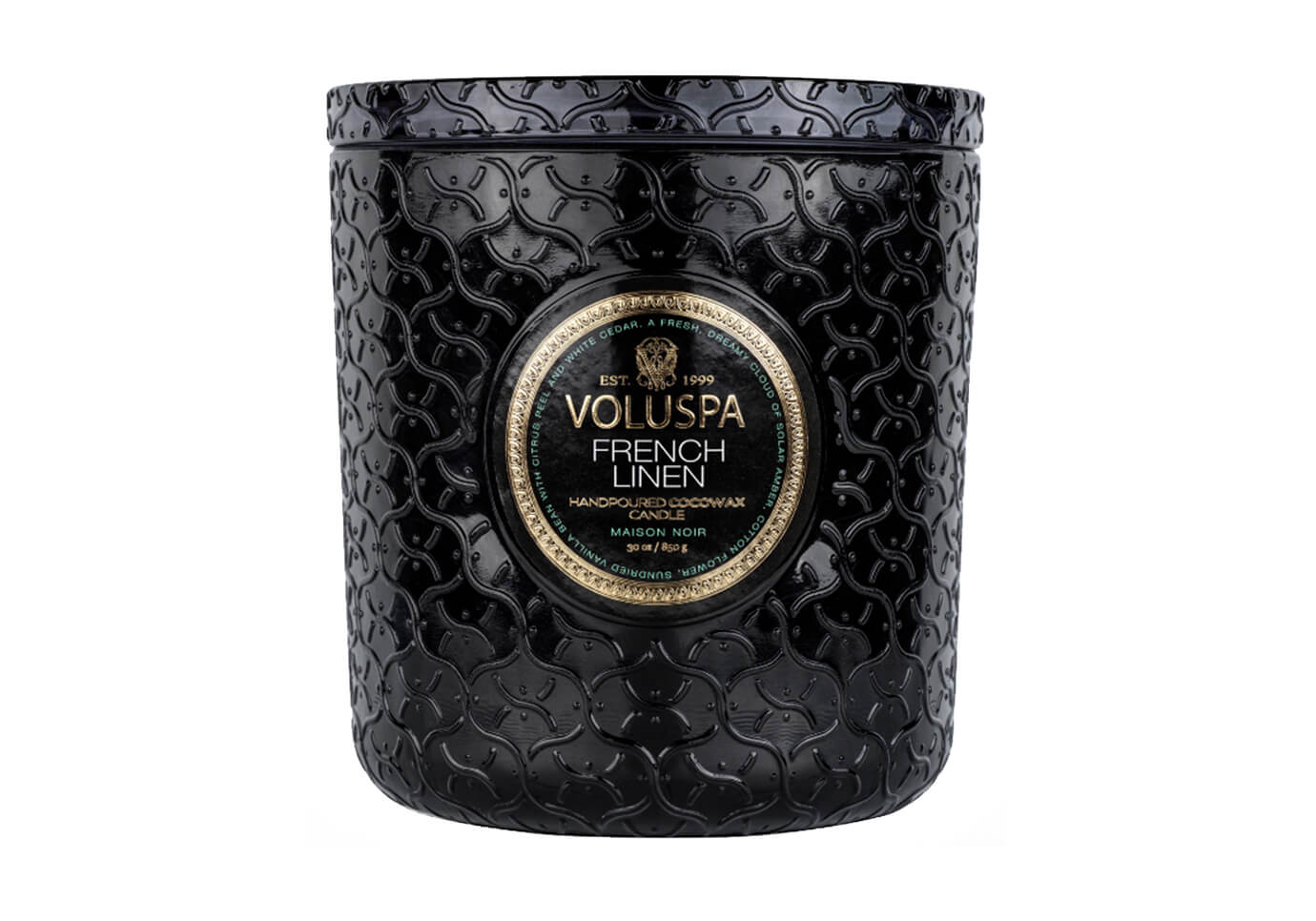 Vela Aromática Voluspa French Linen Vaso de Vidrio 30 Oz.