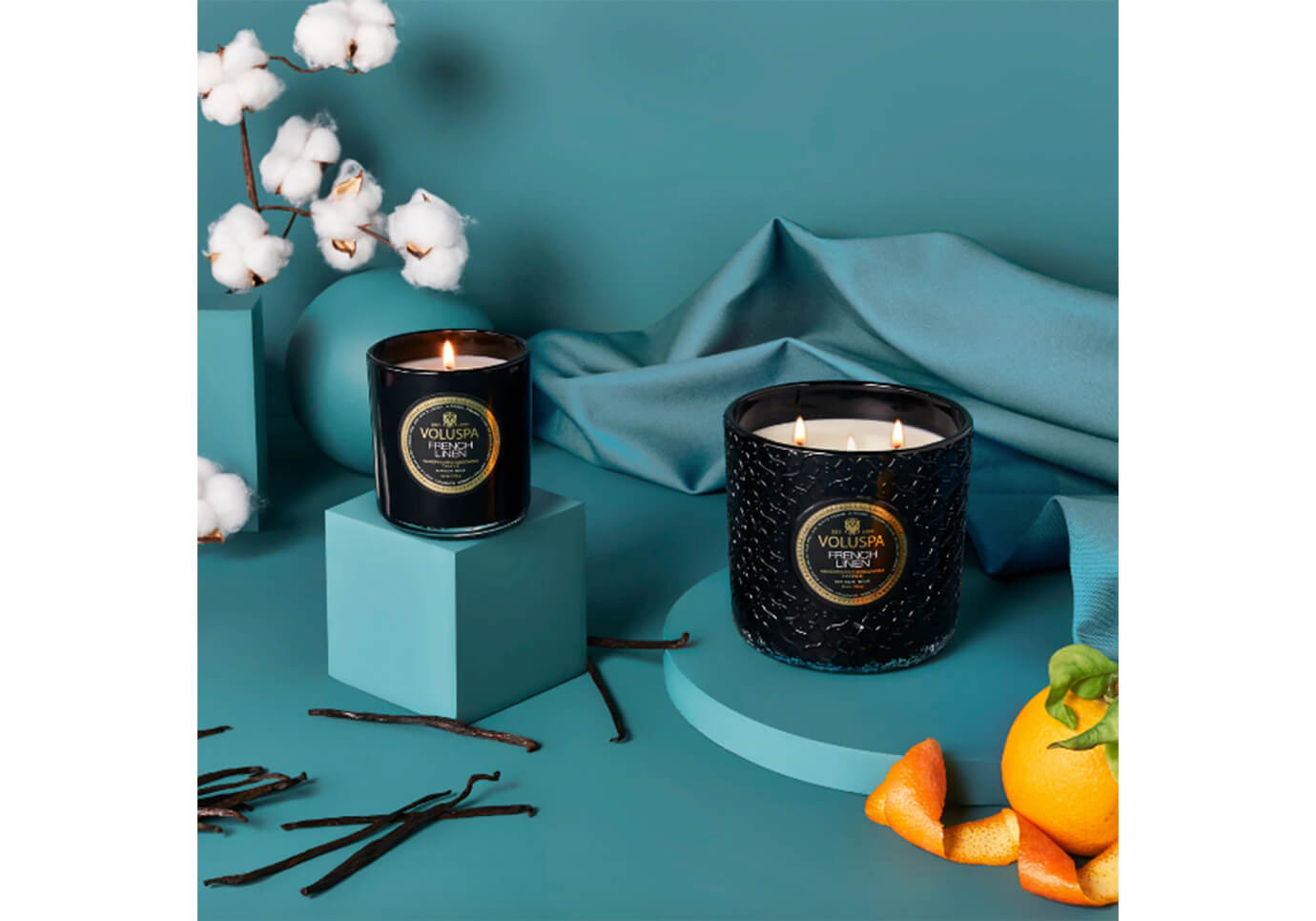 Vela Aromática Voluspa French Linen Vaso de Vidrio 30 Oz.