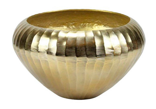 Bowl Redondo Metal Dorado Acanalado Dorado