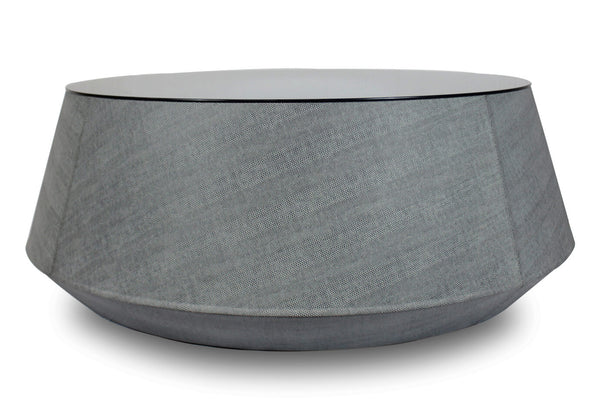 Mesa de Centro Redonda Mantarraya Gris Espejo Bronce 110 cm