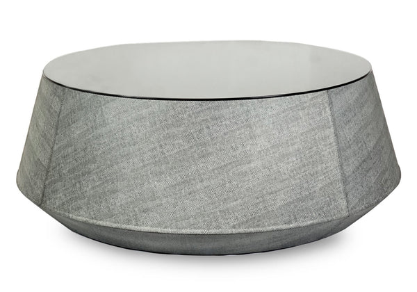 Mesa de Centro Redonda Lizard Gris Espejo Negro 110 cm