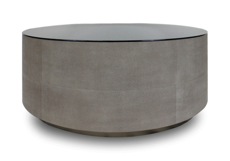 Mesa de Centro Redonda Mantarraya Gris con Espejo Negro 120 cm