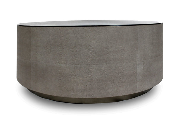 Mesa de Centro Redonda Mantarraya Gris con Espejo Negro 100 cm