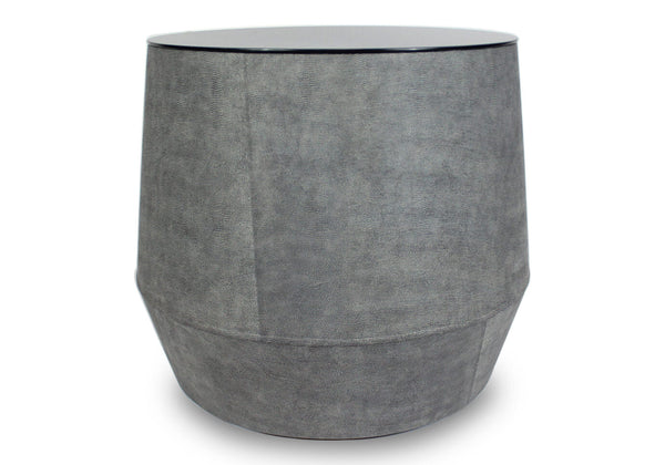 Mesa Lateral Redonda Mantarraya Gris Espejo Bronce