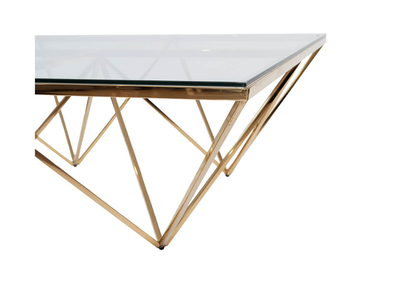 Mesa de Centro Cromada Diamante Dorado