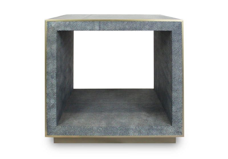 Mesa Lateral Shagreen Negro con Latón Antiguo
