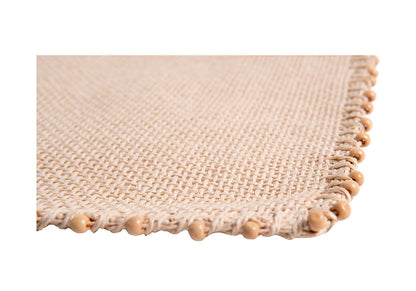 Mantel Individual Rectangular Beige con Bolitas