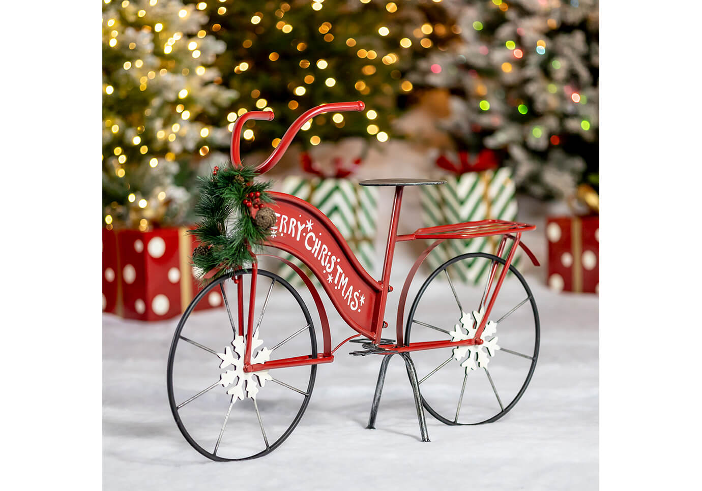 Bicicleta Roja Merry Christmas con Luz - 77 y 92 cm