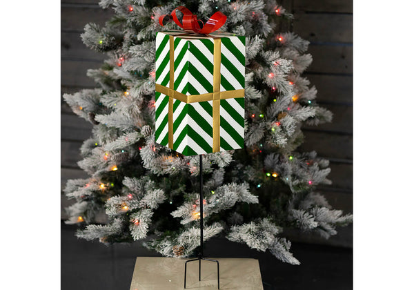 Regalo Metálico Rayas Verdes y Blancas con Estaca 94 cm