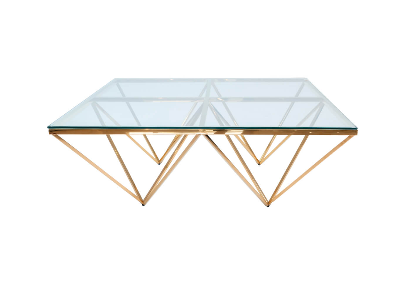 Mesa de Centro Cromada Diamante Dorado