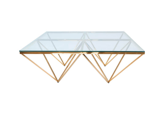 Mesa de Centro Cromada Diamante Dorado