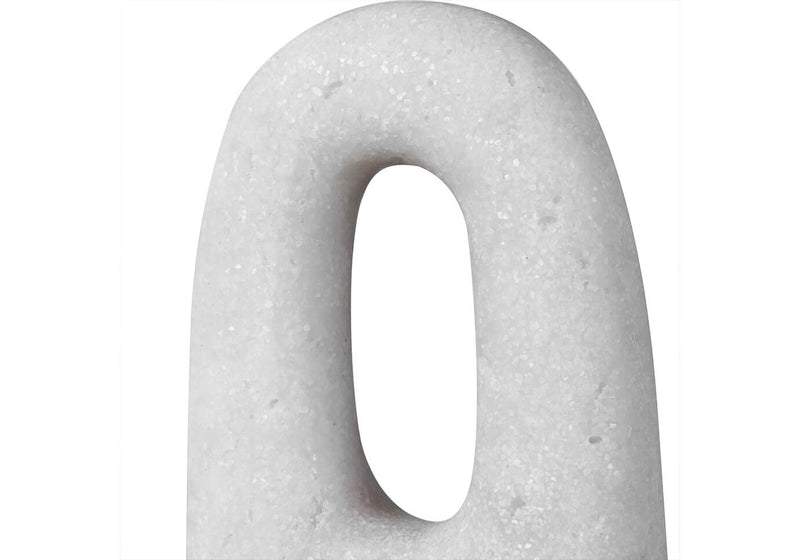 Escultura Monolito Mármol Blanco Base Negra 51 cm