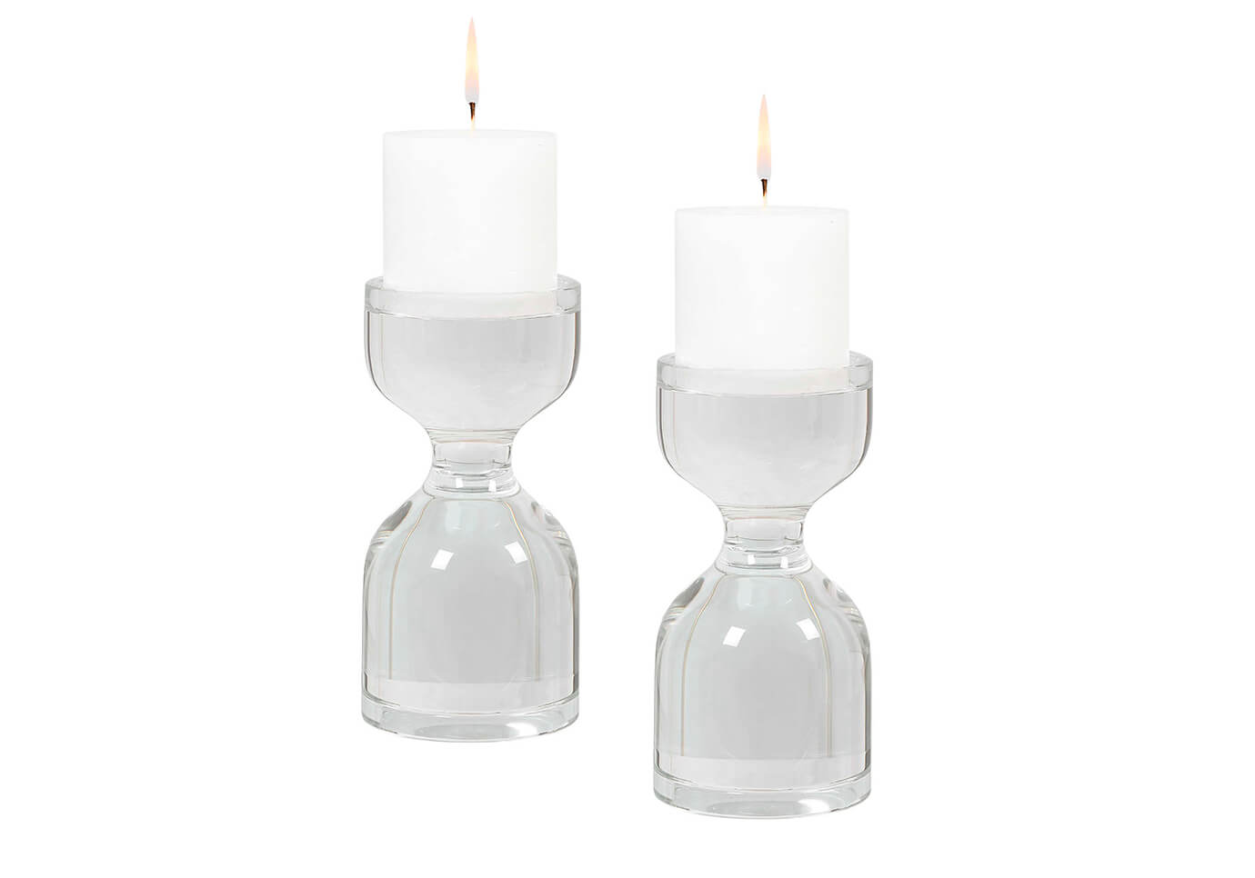 Candelabros de Cristal Transparente - Set de Dos