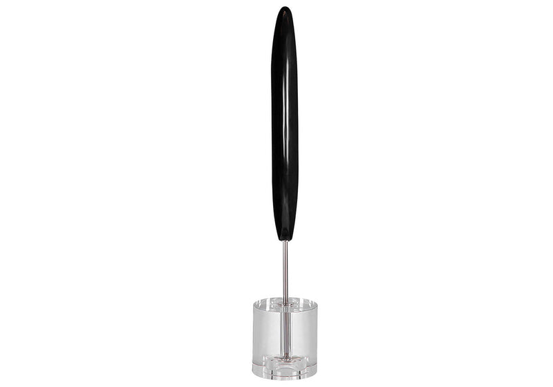 Escultura Oval de Mármol Negro Base Cristal