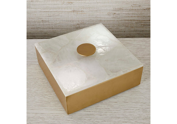 Caja Cuadrada Latón Dorado Tapa de Piedra