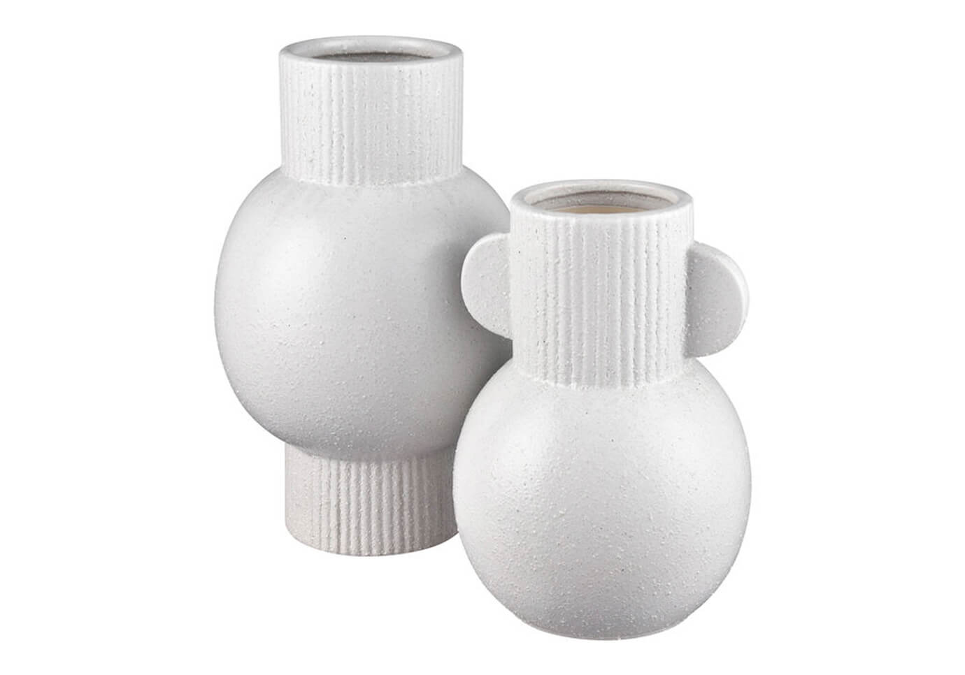 Florero Cerámica Blanco Esfera con Orejas
