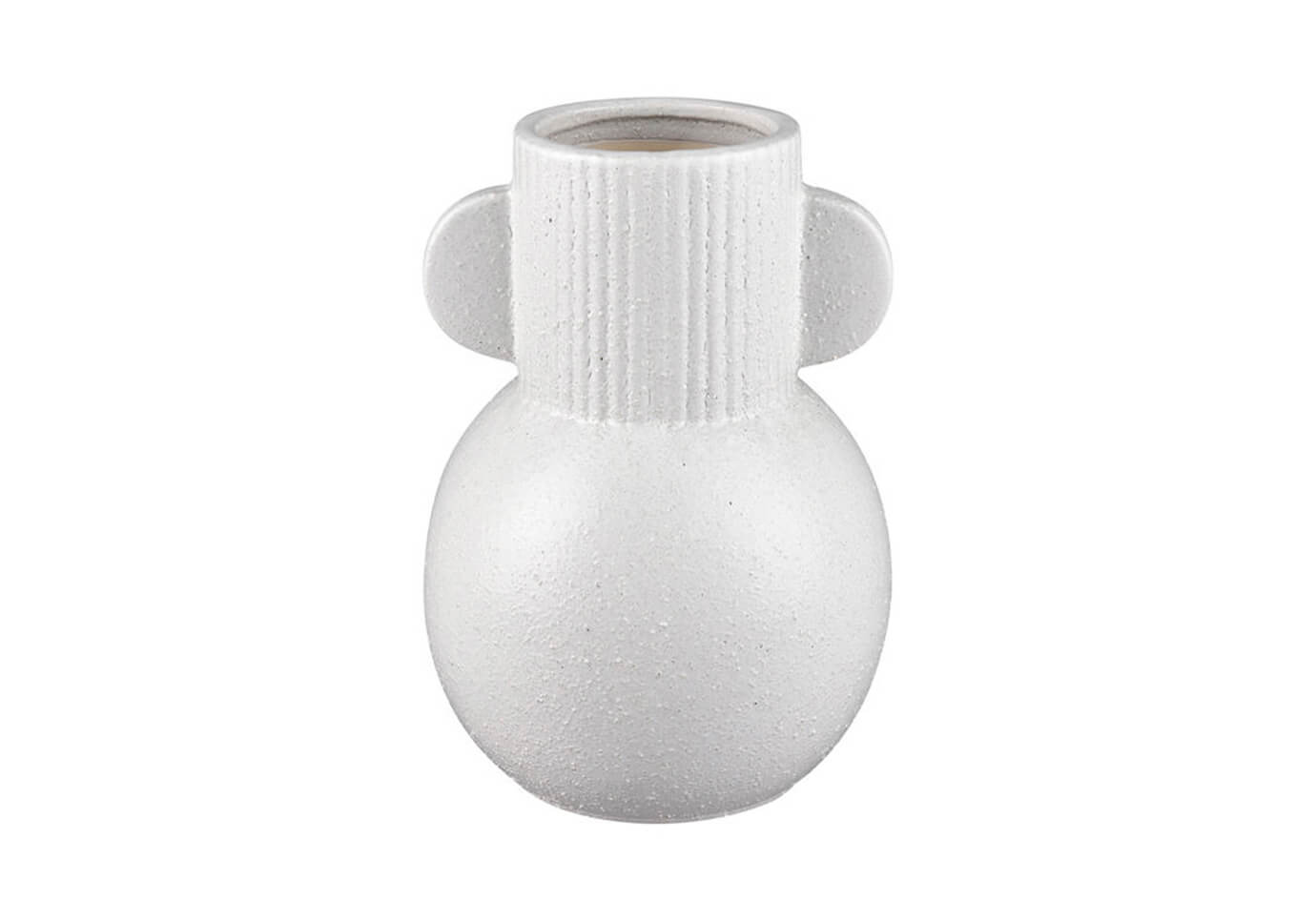 Florero Cerámica Blanco Esfera con Orejas